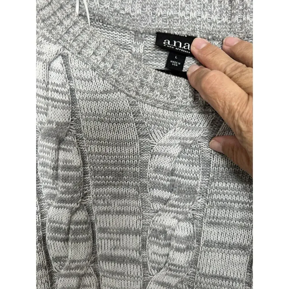 Ana A New Approach Women’s Gray Crop Sweater Stretch Pullover Long Knit Sleeve